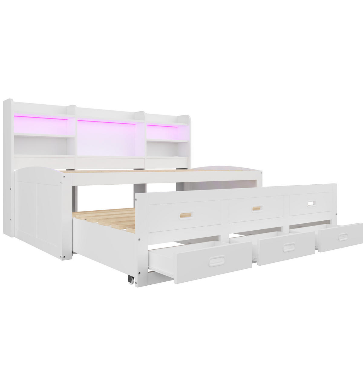 POLSTERBETT 90/200 cm in Weiß mit LED-Beleuchtung und USB- und Type-C-Anschlüssen - Weiß, Holzwerkstoff (90/200cm) - Flora Grace