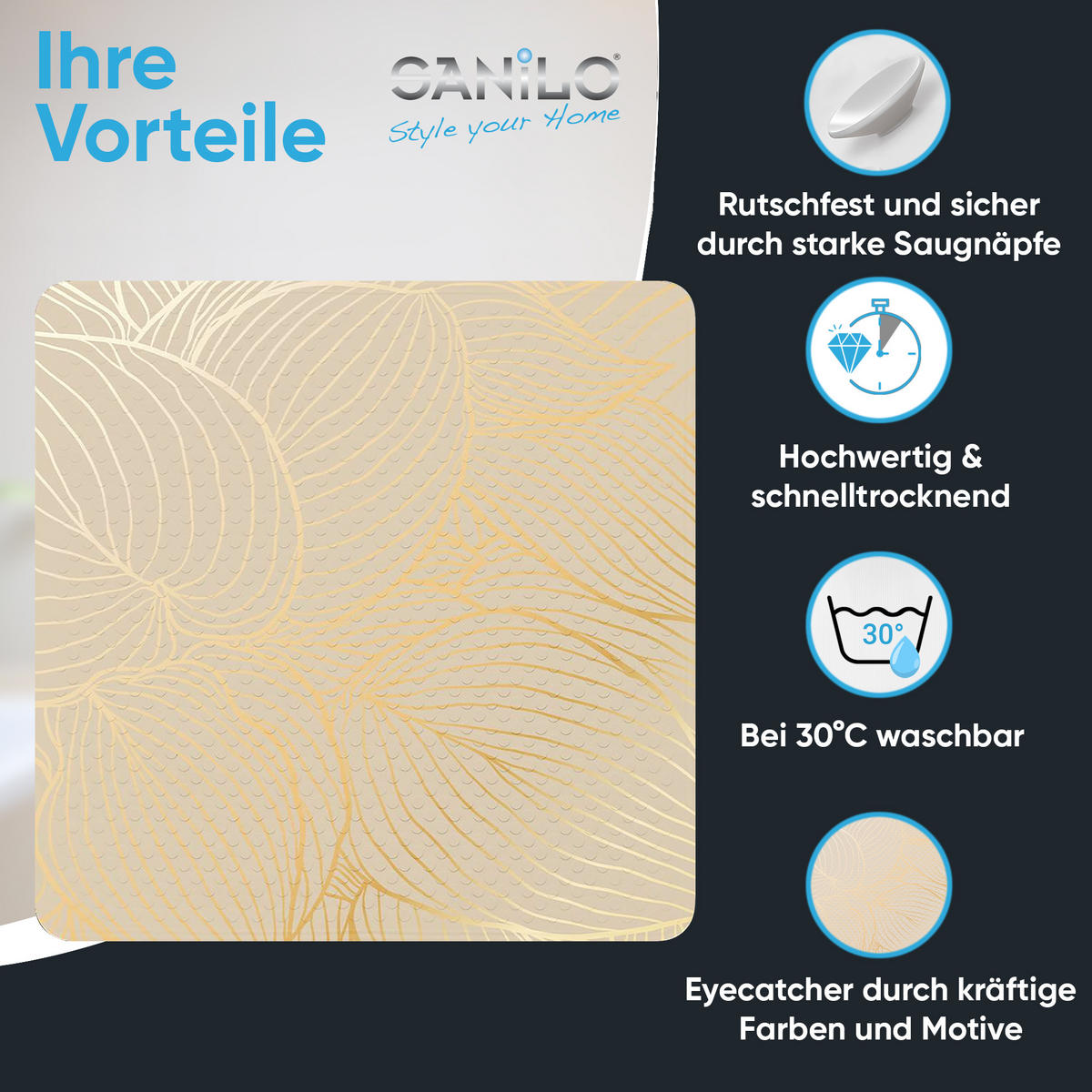 BADEMATTE Hosta - Beige, Kunststoff (53/53cm) - Sanilo