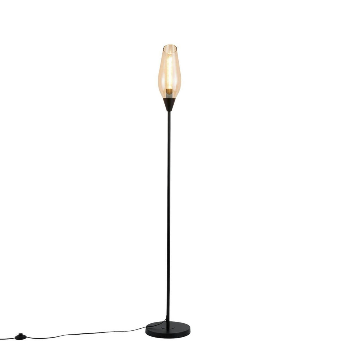 STEHLEUCHTE Barletto, Schwarz und Bernstein, 174cm - Bernsteinfarben, Glas (27/27/174cm) - KOSILUM