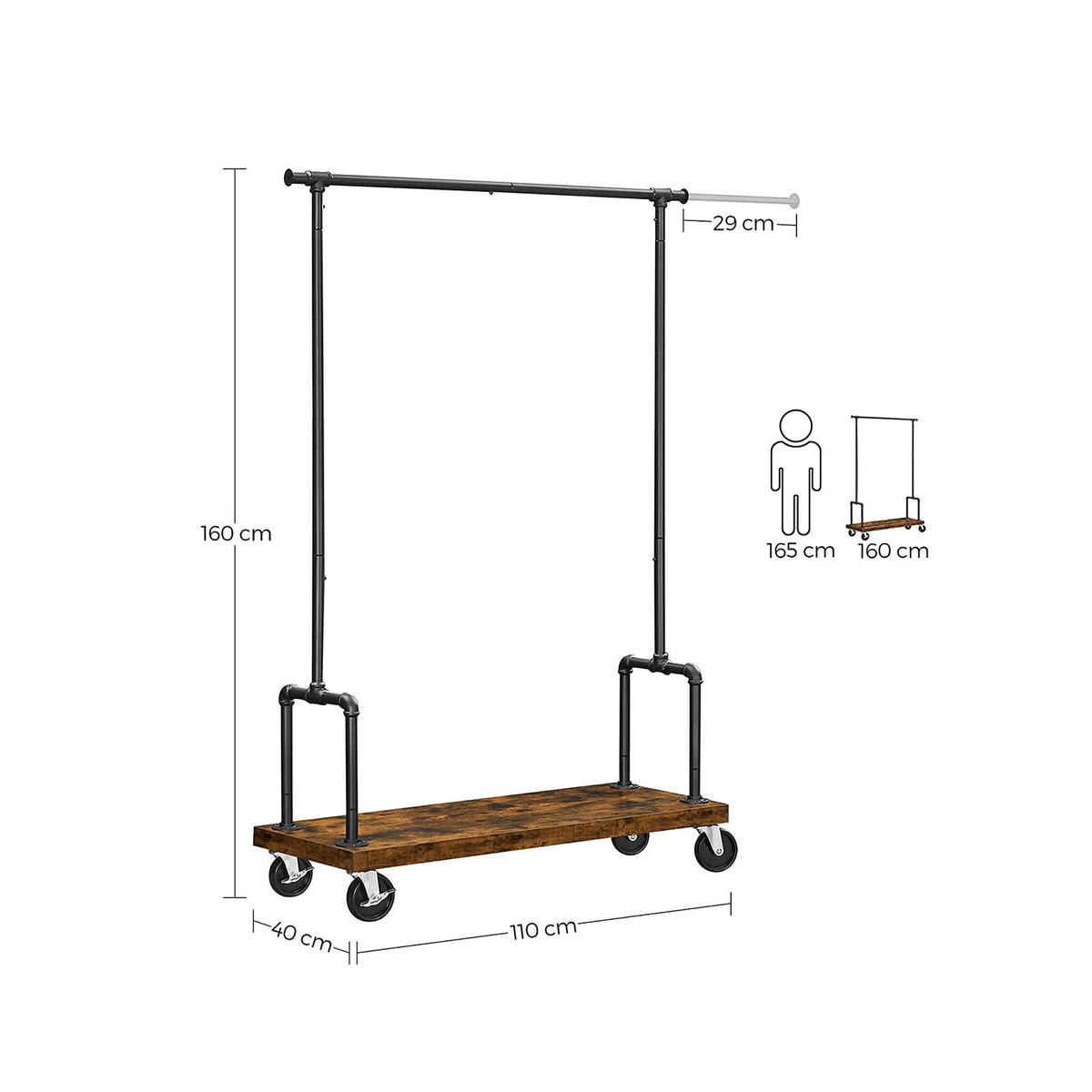KLEIDERSTÄNDER - Braun, Holzwerkstoff (40/160/168cm) - Hansiro