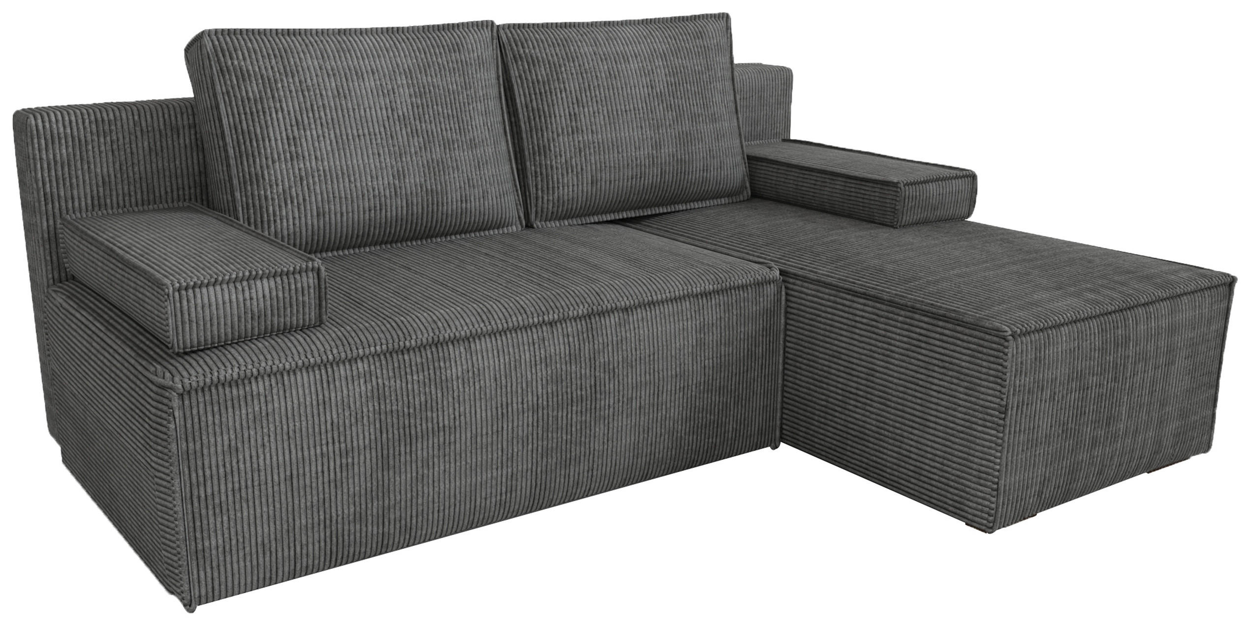 ECKSOFA Caspar mit Schlaffunktion Grau Cord - Grau, Textil (200/141cm) - Bromarkt