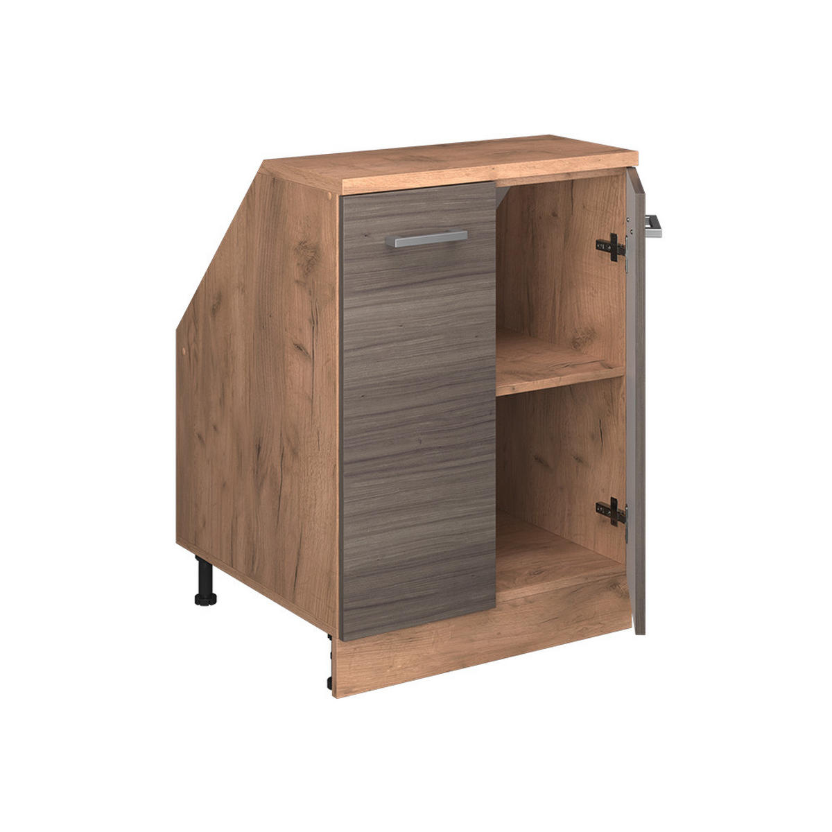 KUHINJSKI ORMAR ZA KOSINE KROVA R-Line Plemenita Siva 60 cm s 2 vrata, korpus ormara dubine 60 cm - hrast medunac/siva, drvni materijal (60/83.8/60cm) - Vicco