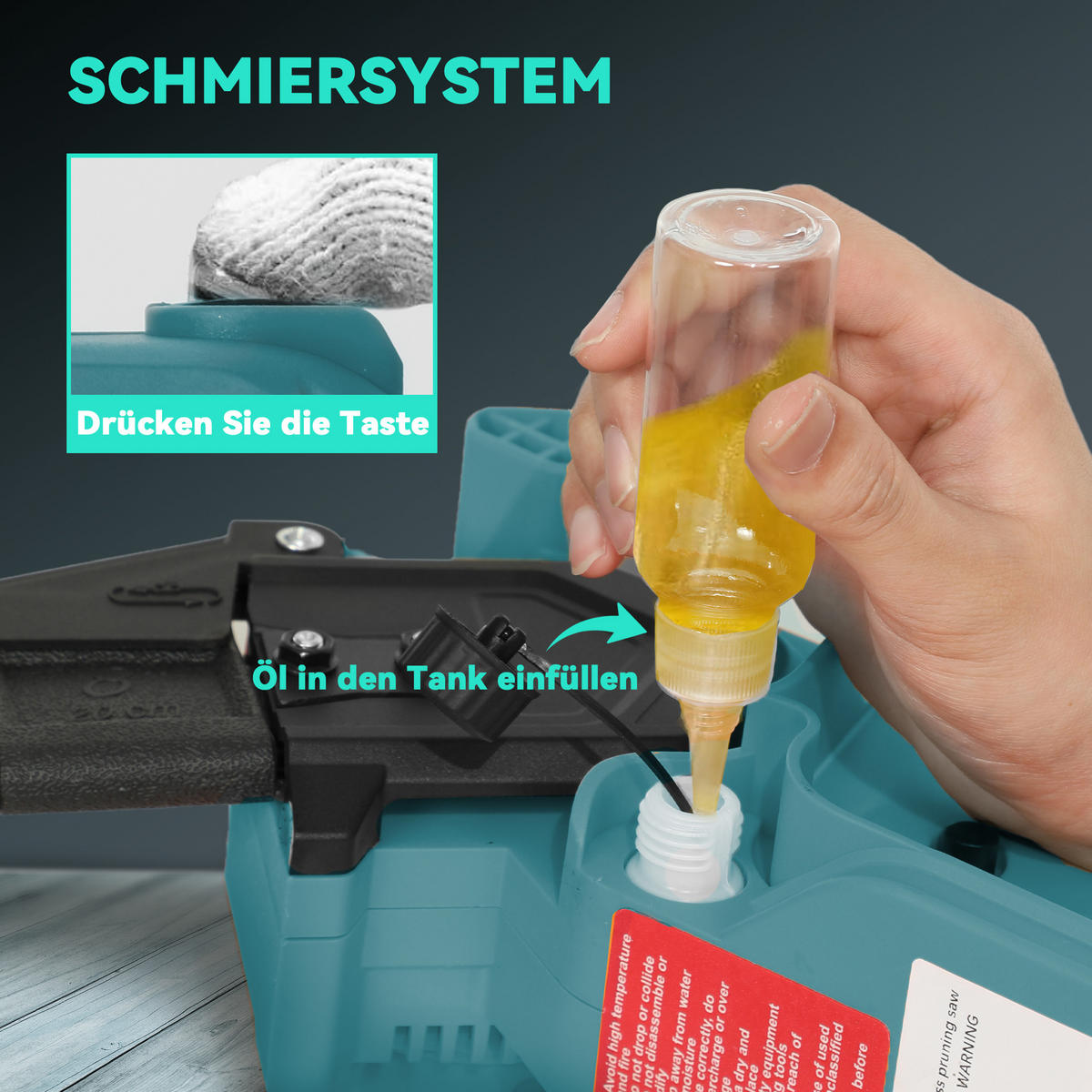 2-IN-1 Mini Kettensäge 580W mit Akku 8000mAh Sicherheitsverriegelung 8 Zoll - Blau, Metall (42/29/10.5cm) - Outsunny