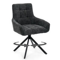 STUHL FUNO drehbar gepolsterter mit Steppung - graphit - Chenille - Dunkelgrau/Schwarz, Textil/Metall (58/87/60cm) - NEW HOME