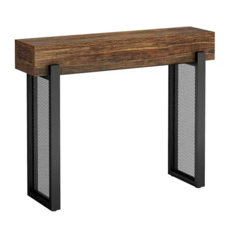 KONSOLENTISCH Schwarz-Braun 105/30/80 cm - Schwarz, Metall (30/105/80cm) - PANGIVO