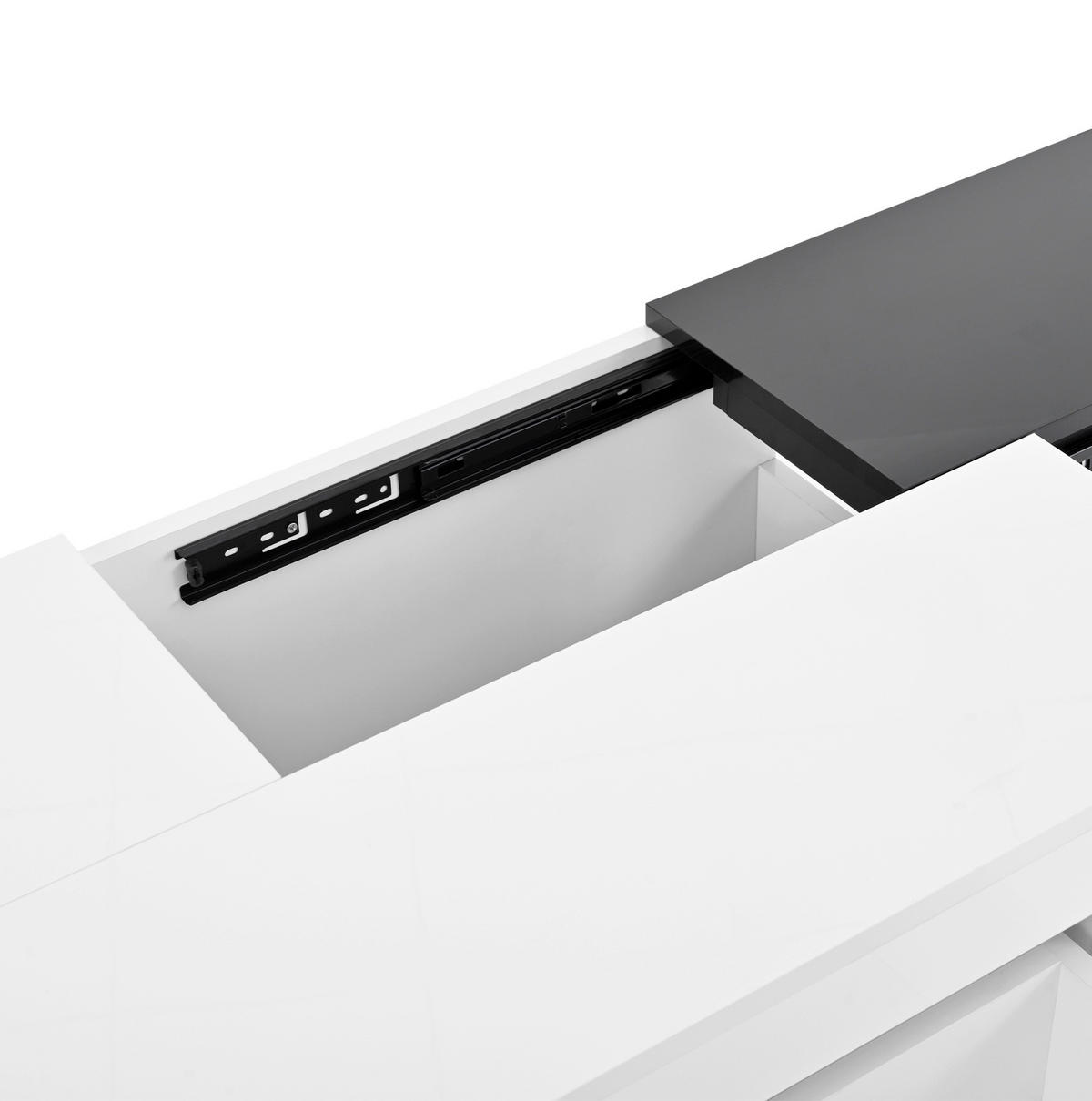 KONFERENČNÍ stolek 80/50/35,5 cm černobílý z MDF s LED osvětlením a výsuvnou deskou - bílá, kompozitní dřevo (80/50/35.5cm) - OKWISH