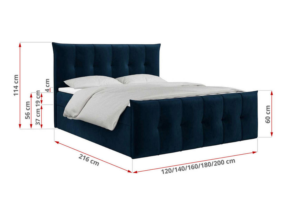 BOXBETT PREMIUM 11 160/200 Dunkelblau Velvet - H3 - Dunkelblau, Holz/Textil (160/200cm) - MKS