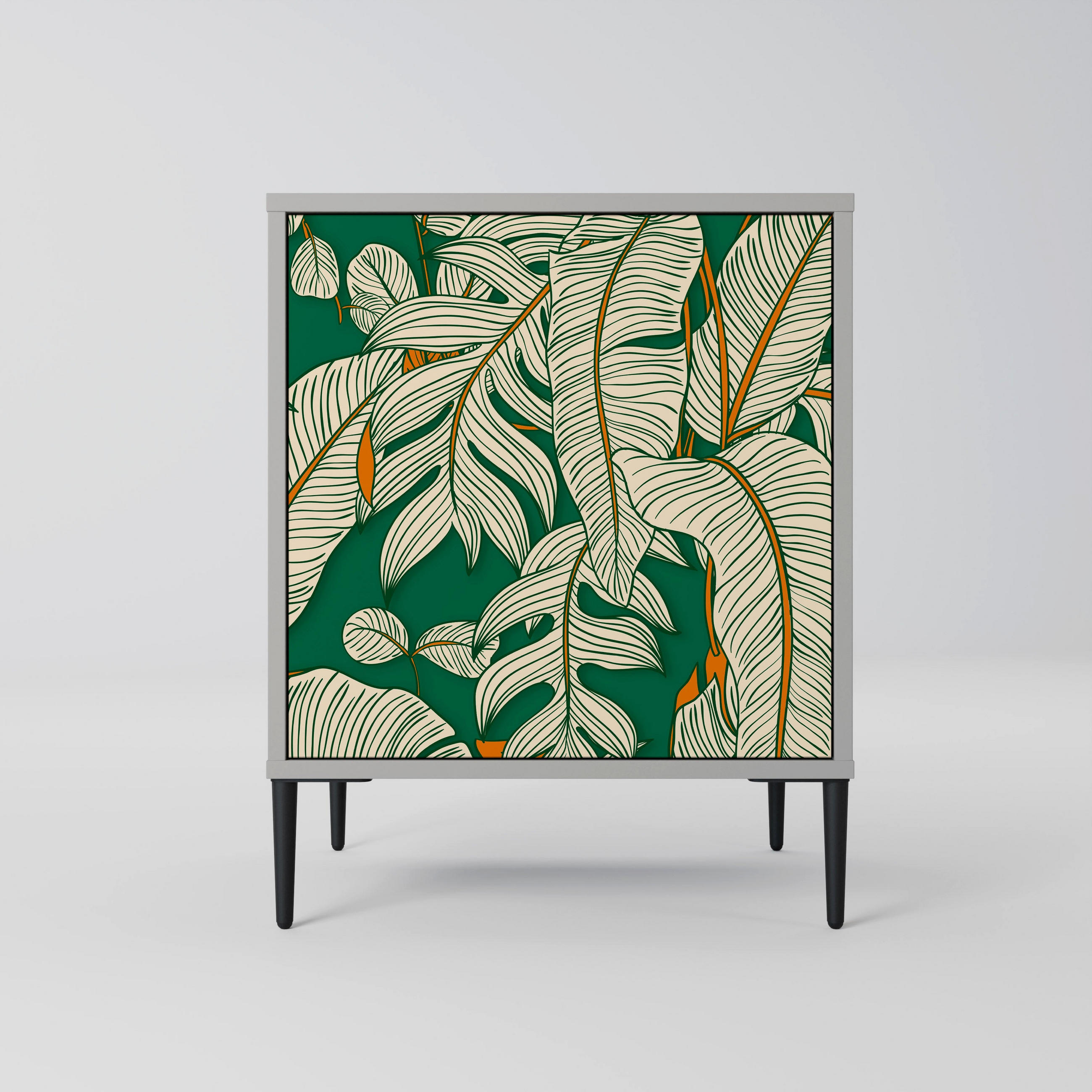 SIDEBOARD VERDANT PLEASURES, Grau, 57,5x42x72,5 cm, Schwarze Metallfüße - Multicolor/Schwarz, Holzwerkstoff/Metall (57.5/72.5/42cm) - SpaceRebels