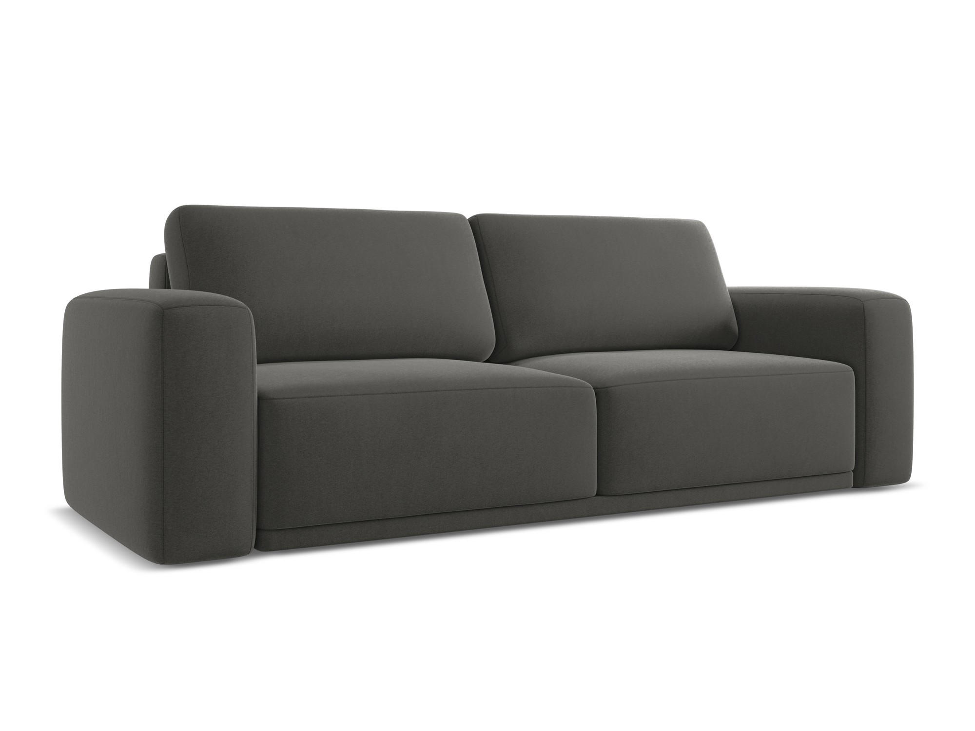 3-SITZER SOFA mit Schlaffunktion Samt Stoff Grau - Dunkelgrau/Schwarz, Kunststoff/Textil (242/91/100cm) - Makamii