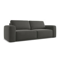 3-SITZER SOFA mit Schlaffunktion Samt Stoff Grau - Dunkelgrau/Schwarz, Kunststoff/Textil (242/91/100cm) - Makamii