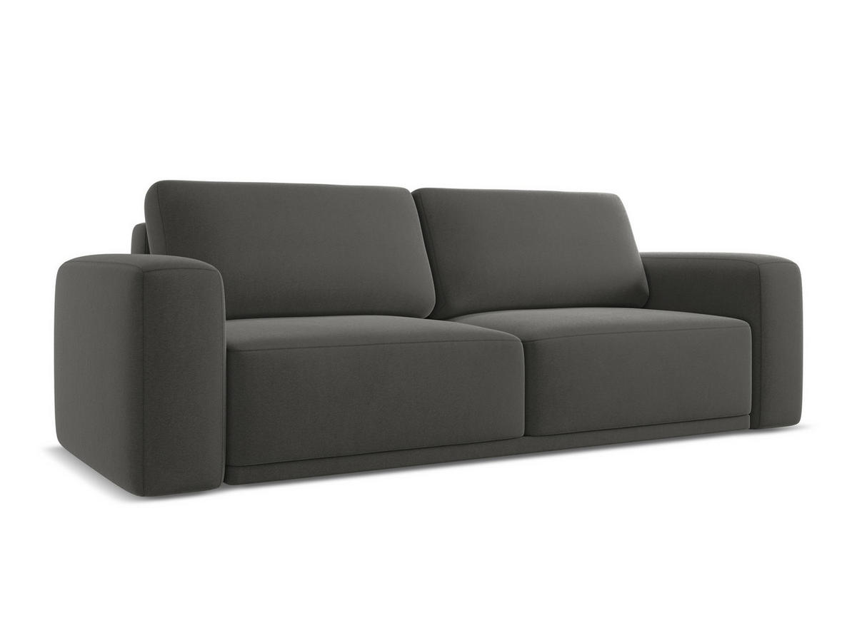 3-SITZER SOFA mit Schlaffunktion Samt Stoff Grau - Dunkelgrau/Schwarz, Kunststoff/Textil (242/91/100cm) - Makamii