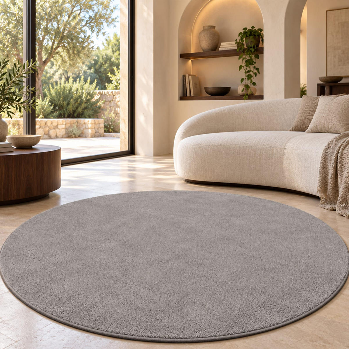 KURZFLORTEPPICH 120/120 cm Cadiz 630 - Grau, Kunststoff (120/120cm) - Paco Home
