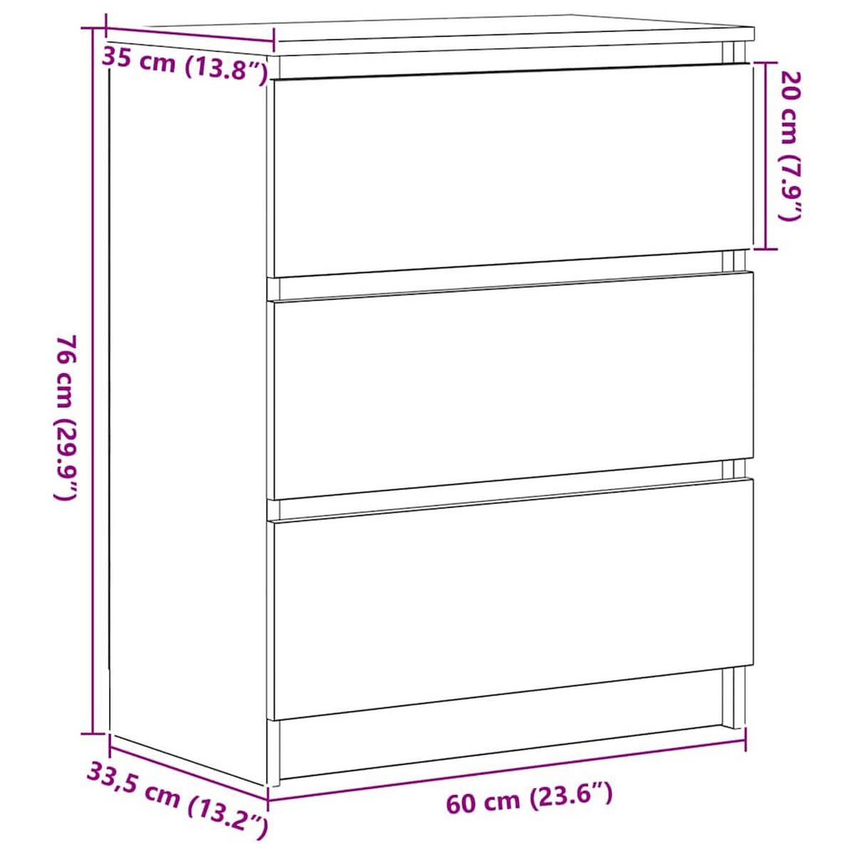 SIDEBOARD Artisan-Eiche 60/35/76 Cm Holzwerkstoff - Braun, Holz (60/76/35cm) - vidaXL