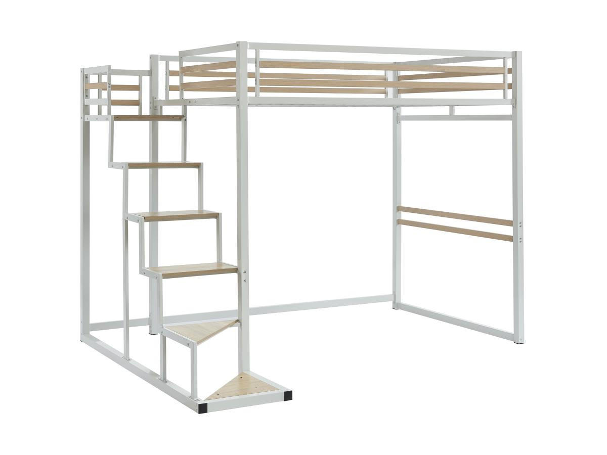 HOCHBETT - 140 x 200 cm - Metall & MDF - Weiß - JOGUI - Weiß, Metall - Vente-Unique