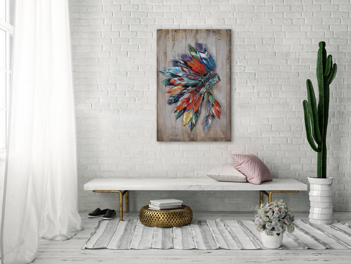 METALLBILD Bunt 60/90 cm - Multicolor/Braun, Metall (3.27/90cm) - KUNSTLOFT