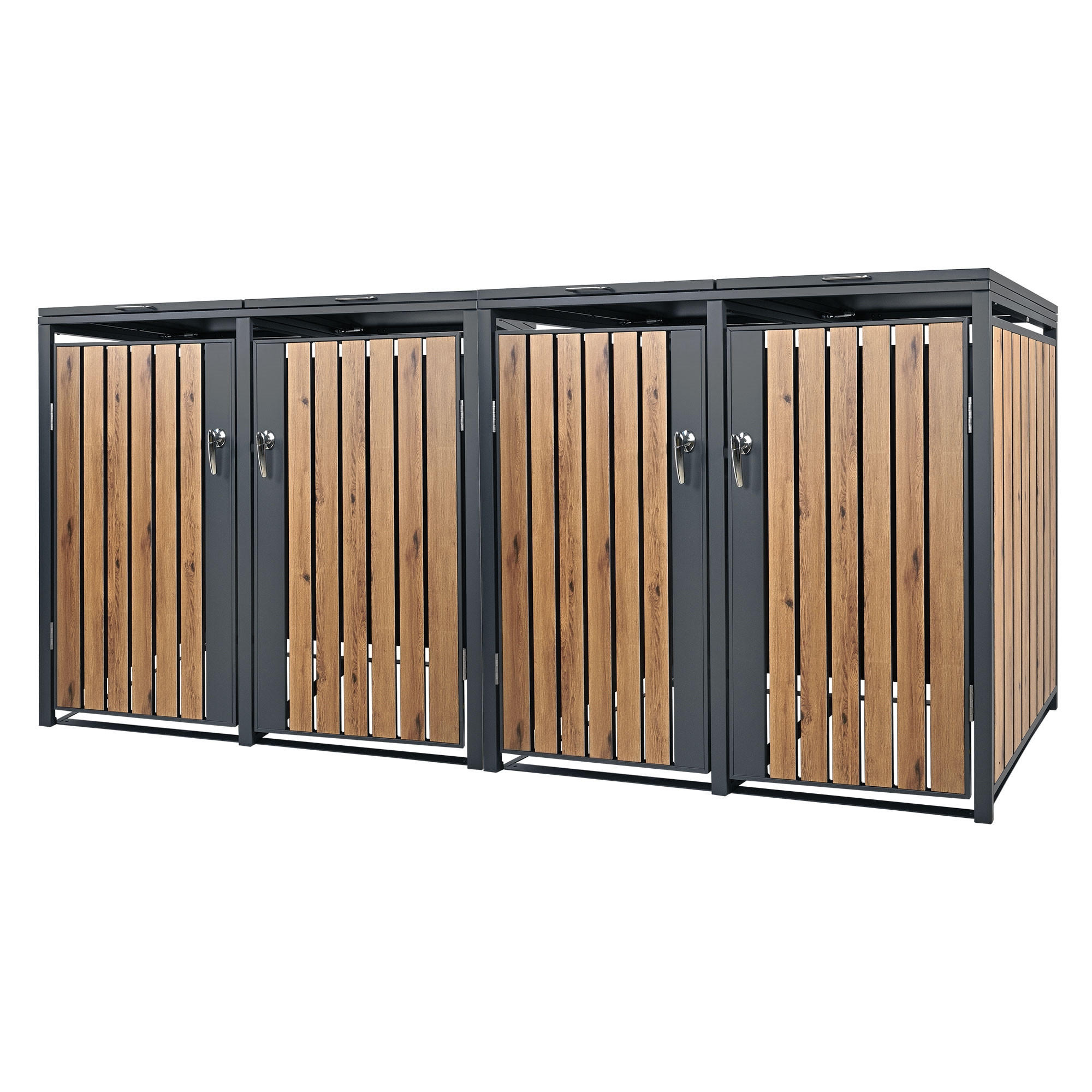 MÜLLTONNENBOX 4er Anthrazit-Eichenoptik - Graubraun, Metall (80/116.3/264cm) - ML-DESIGN