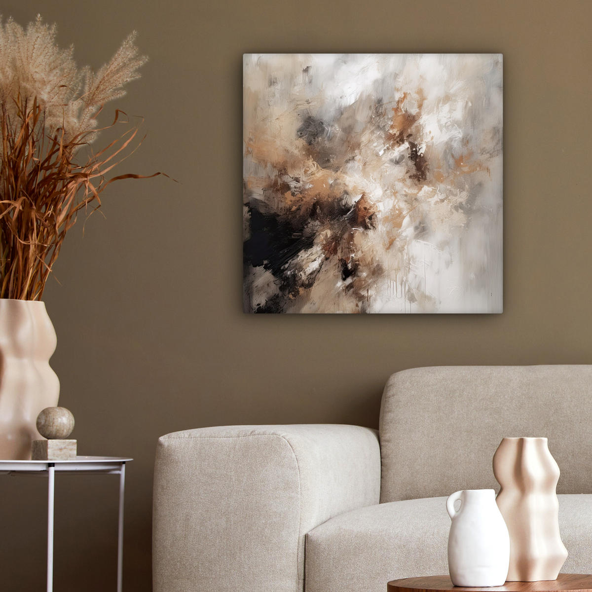 LEINWANDBILD - Farbe - Abstrakt - Beige - Kunst - 50x50 - Room Decor - Greige, Textil (50/50cm) - MuchoWow
