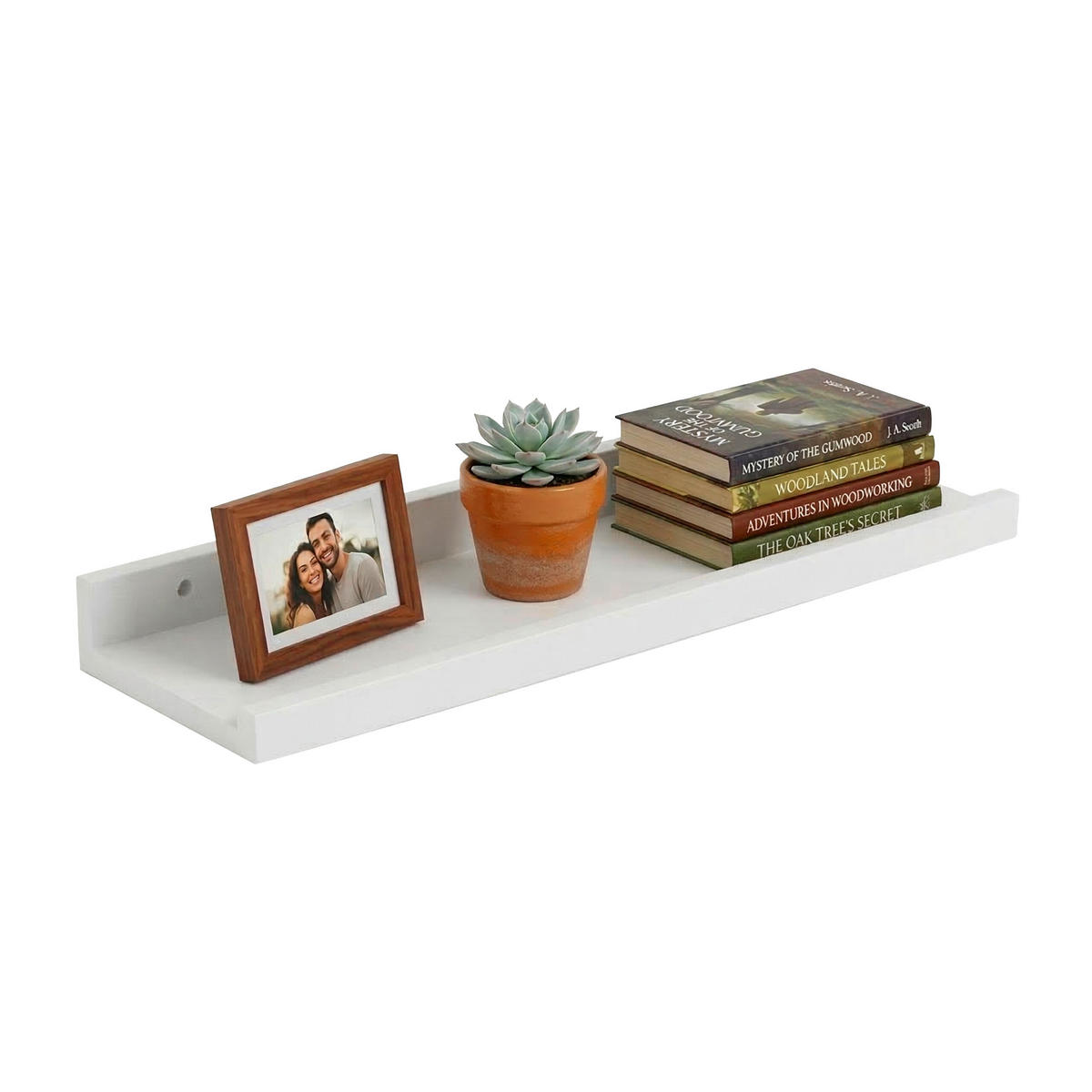 STENNÁ polica - biela, drevo (40/5/15cm) - Relaxdays