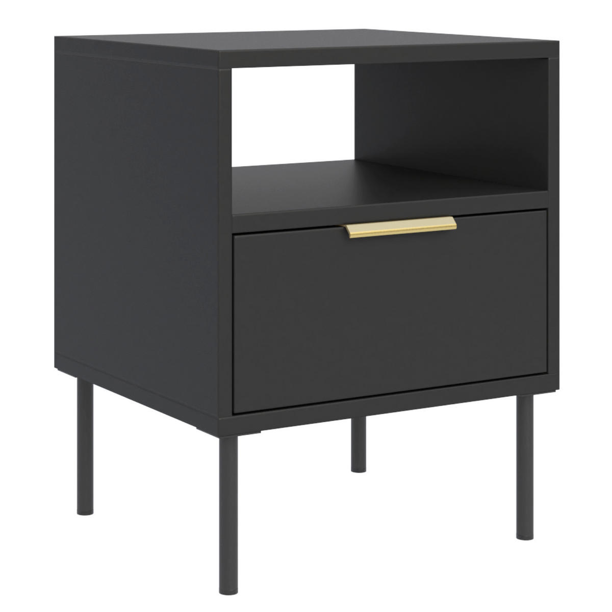 NACHTTISCH VENA Schwarz 45 cm - Goldfarben/Schwarz, Holzwerkstoff/Kunststoff (45/54/40cm) - Selsey