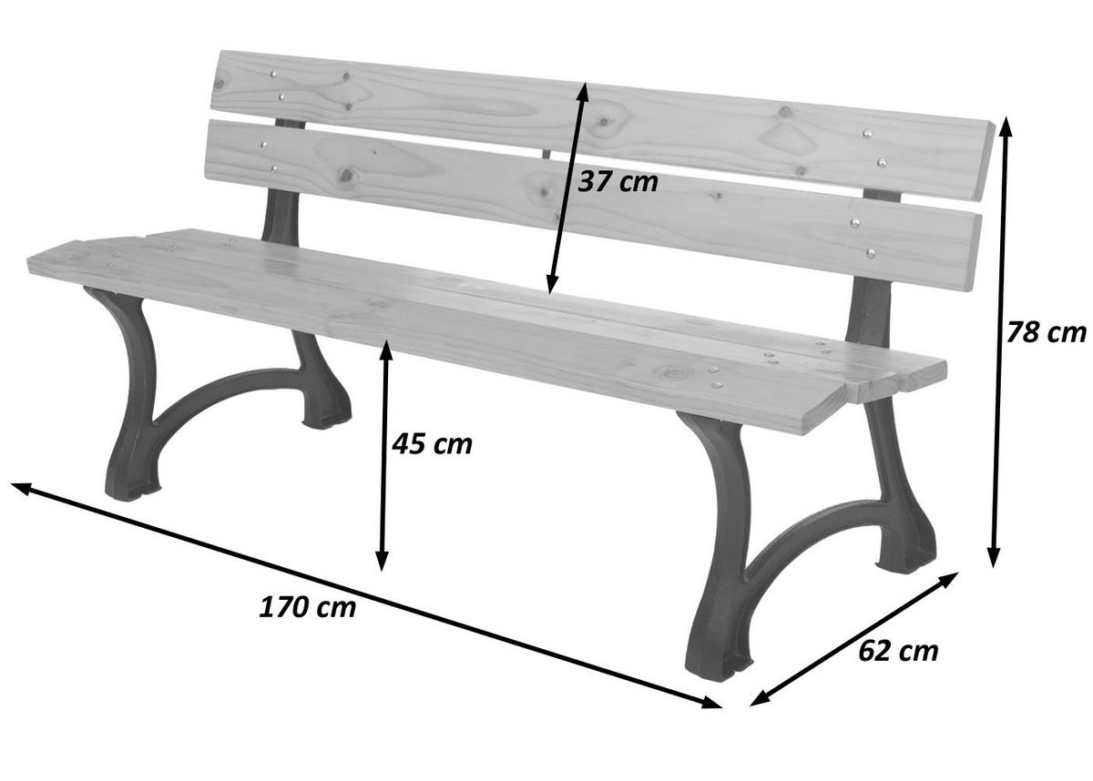 GARTENBANK Beige - Beige, Holz (170/78/62cm) - MCW