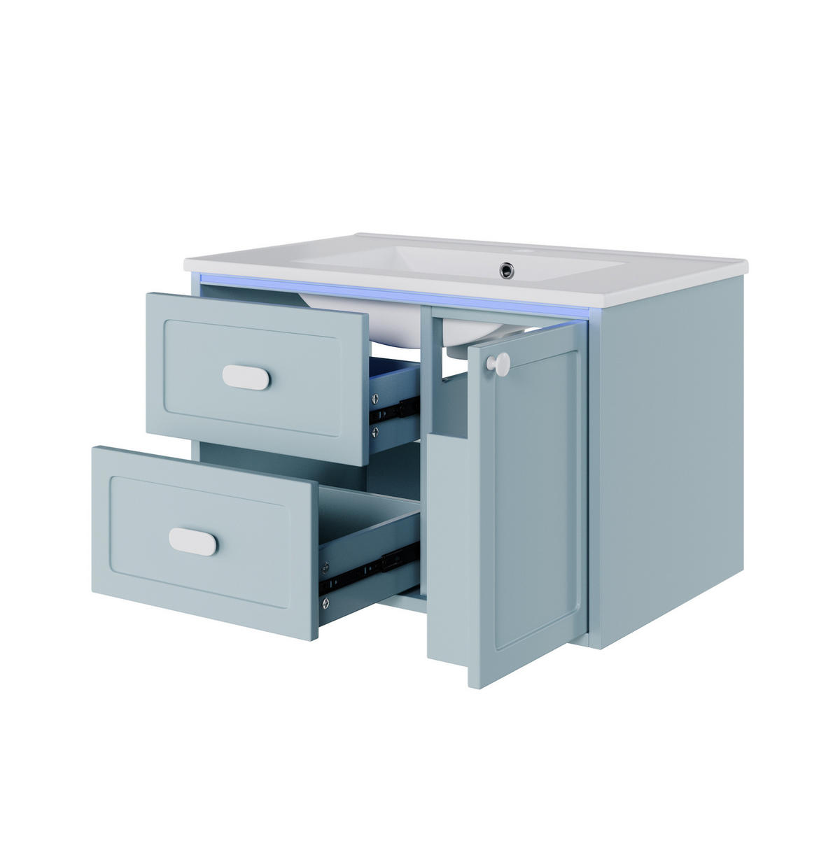 BADEZIMMERSCHRANK mit Waschbecken 76 x 46 x 51 cm Blau - Blau, Holzwerkstoff (46/51/76cm) - Beauniv