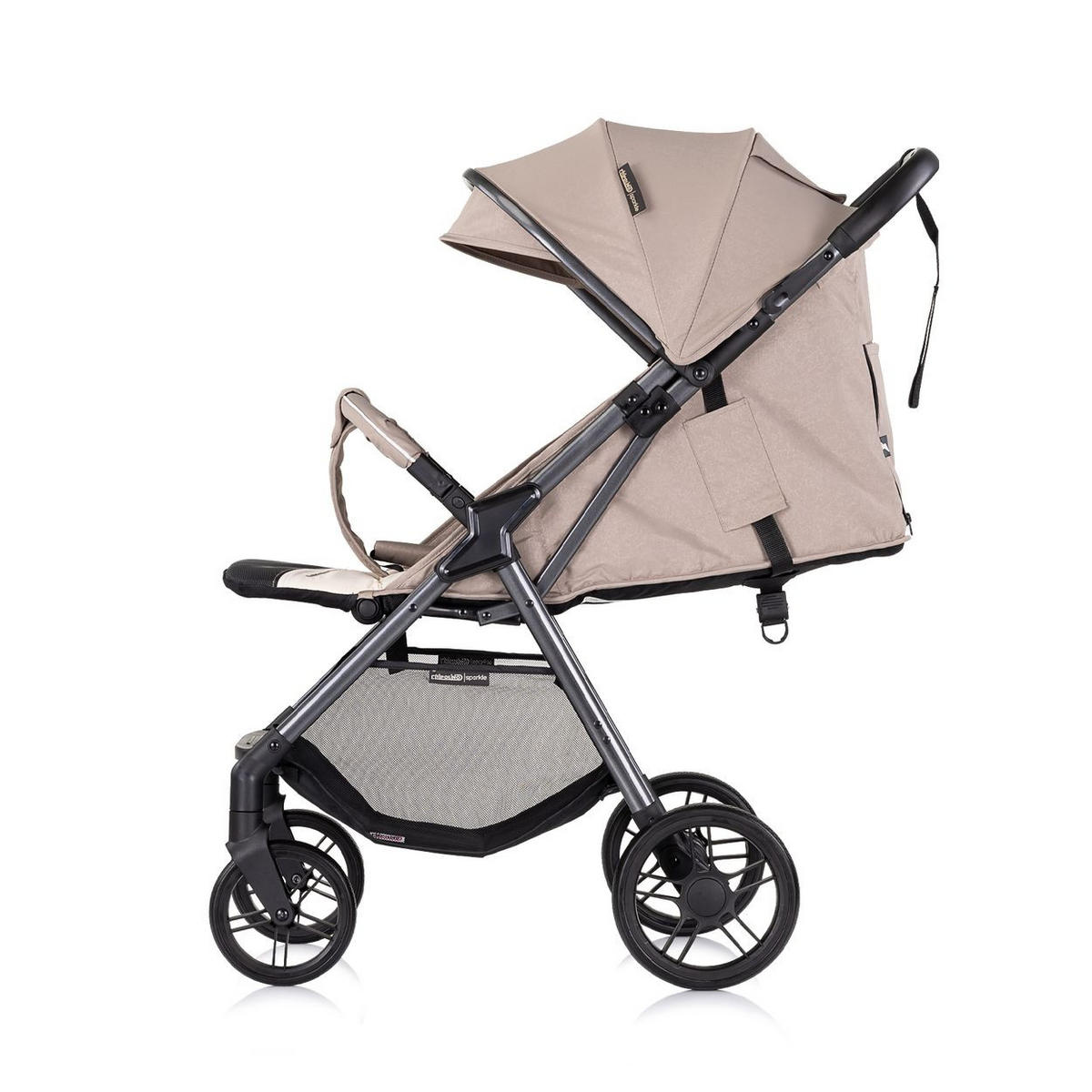 BUGGY Sparkle beige faltbar, Gurt am Griff, verstellbar - Beige, Metall (84/55/97cm) - Chipolino