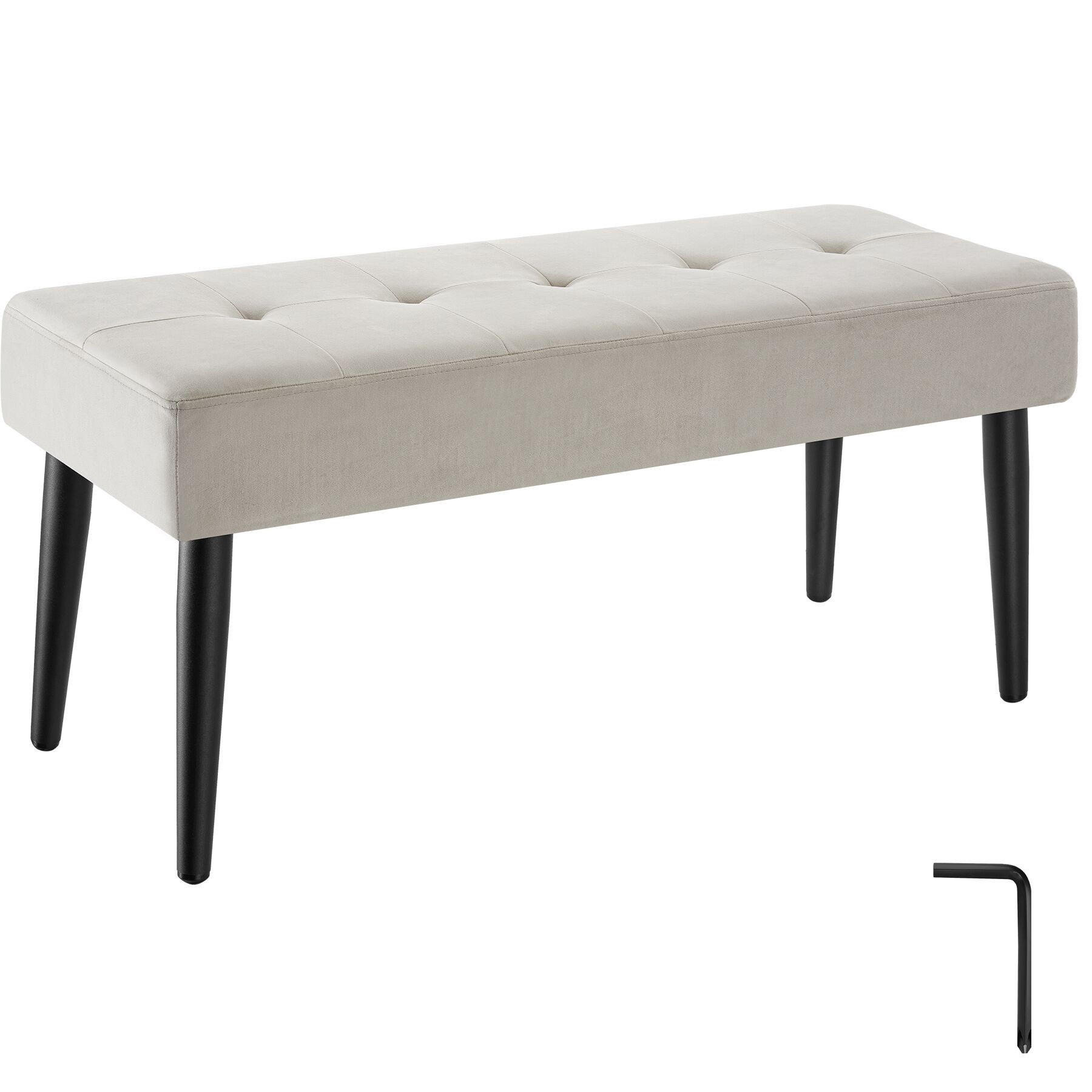 SITZBANK Glora, Belastbarkeit 220 kg, 95 x 38 x 45 cm, Samtoptik taupe - Taupe, Holz (95/45/38cm) - tectake