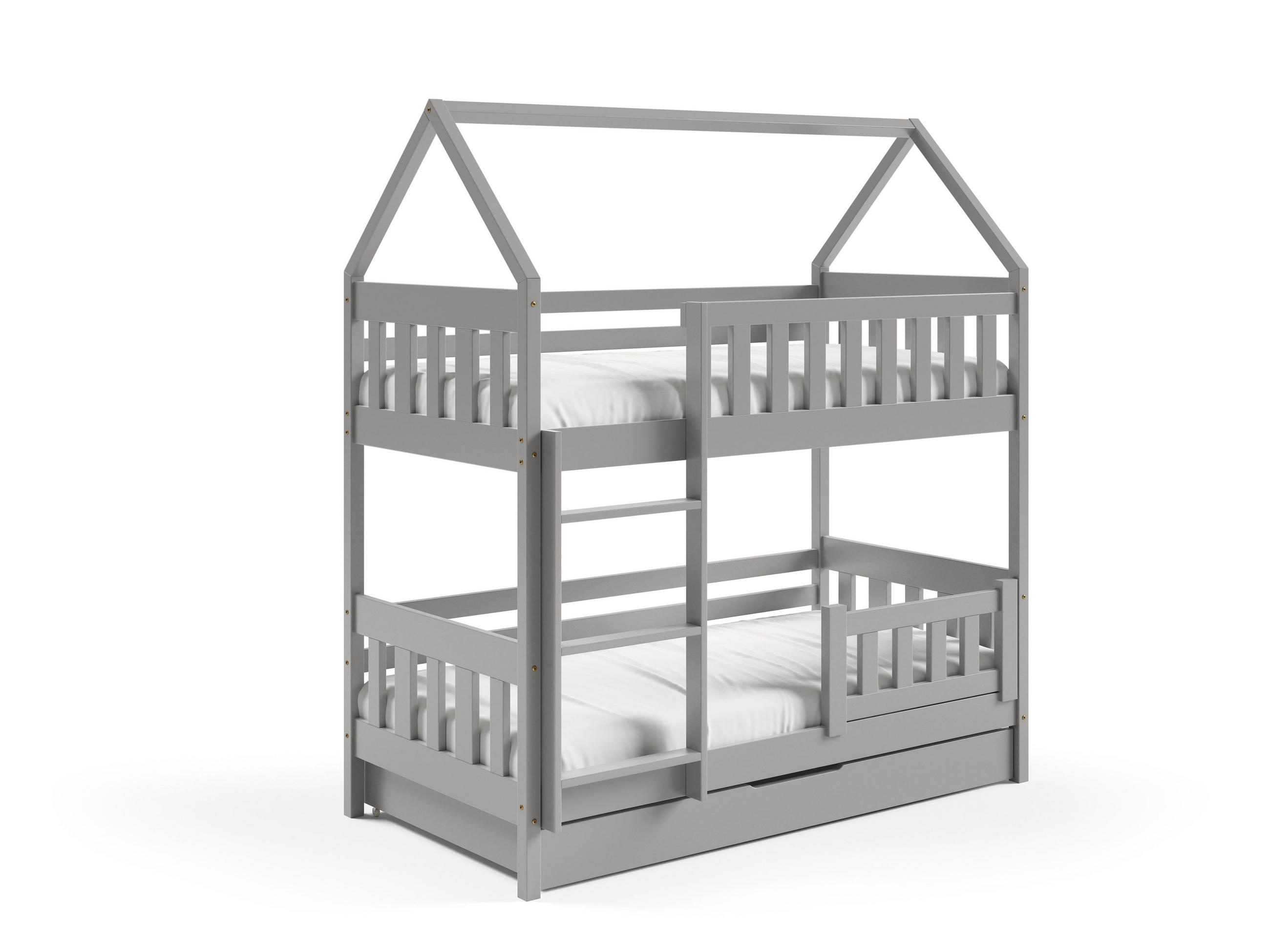 ETAGENBETT ELENA mit Bettkasten 80x160 cm Hellgrau - Hellgrau, Holz (80/160cm) - MASSENO