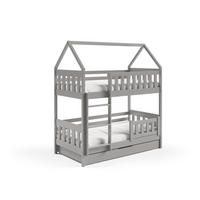 ETAGENBETT ELENA mit Bettkasten 80x160 cm Hellgrau - Hellgrau, Holz (80/160cm) - MASSENO