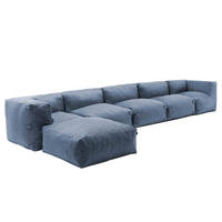 GARTENSOFA mit 6 Sitzplätzen, Pazifikblau - Blau, Textil (85/65/510cm) - Oviala