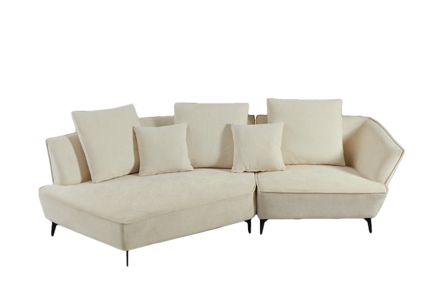 DESIGNSOFA GARBO Cremeweiß Webstoff - Creme/Schwarz, Textil/Metall (280/92/158cm) - KAWOLA