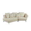 DESIGNSOFA GARBO Cremeweiß Webstoff - Creme/Schwarz, Textil/Metall (280/92/158cm) - KAWOLA