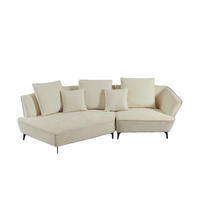 DESIGNSOFA GARBO Cremeweiß Webstoff - Creme/Schwarz, Textil/Metall (280/92/158cm) - KAWOLA