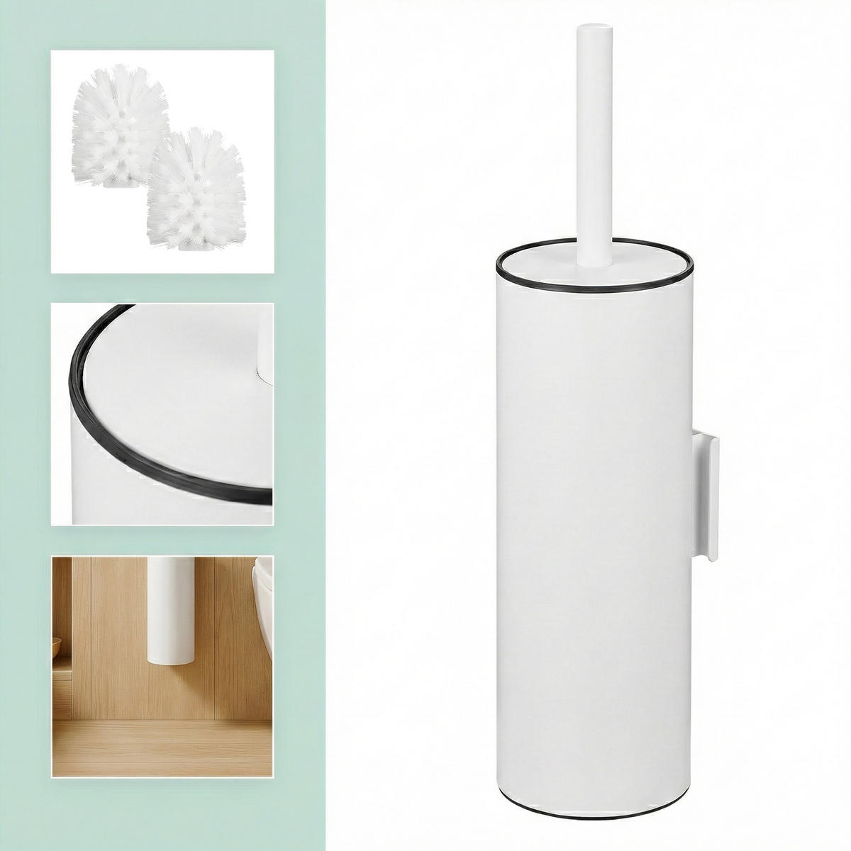 TOALETNÍ štětka - bílá, kov/plast (9/36.5/11cm) - Relaxdays