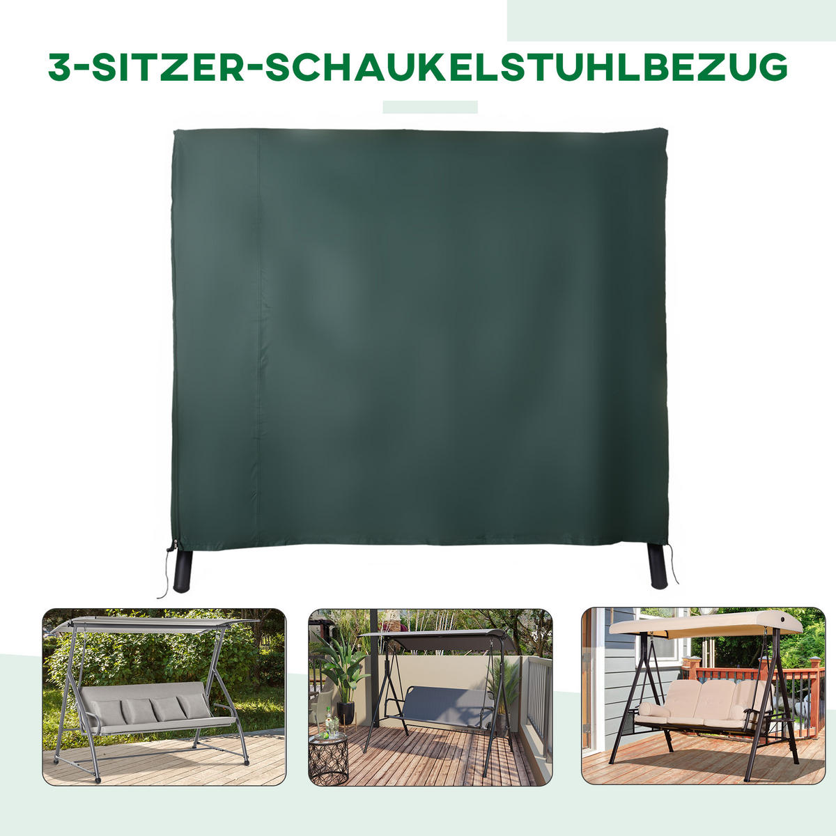 ABDECKUNG Hollywoodschaukel, Dunkelgrün - Dunkelgrün, Kunststoff (124/164/205cm) - Outsunny