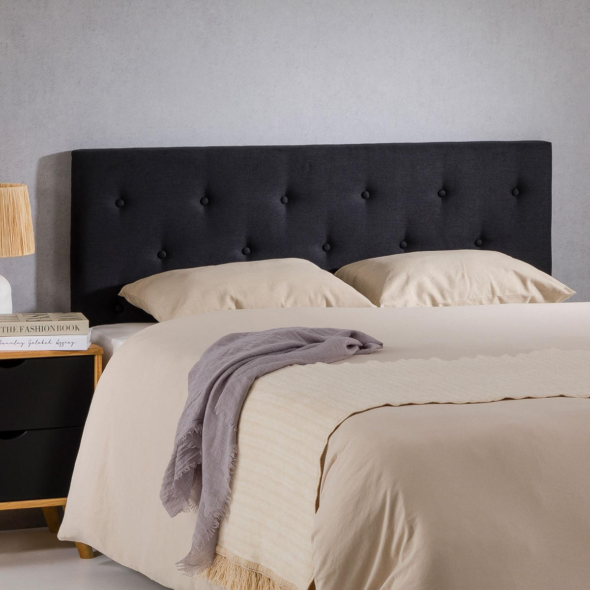 KOPFTEIL LULINE 160X190 CM - Schwarz, Textil (160/92/7cm) - IDIMEX