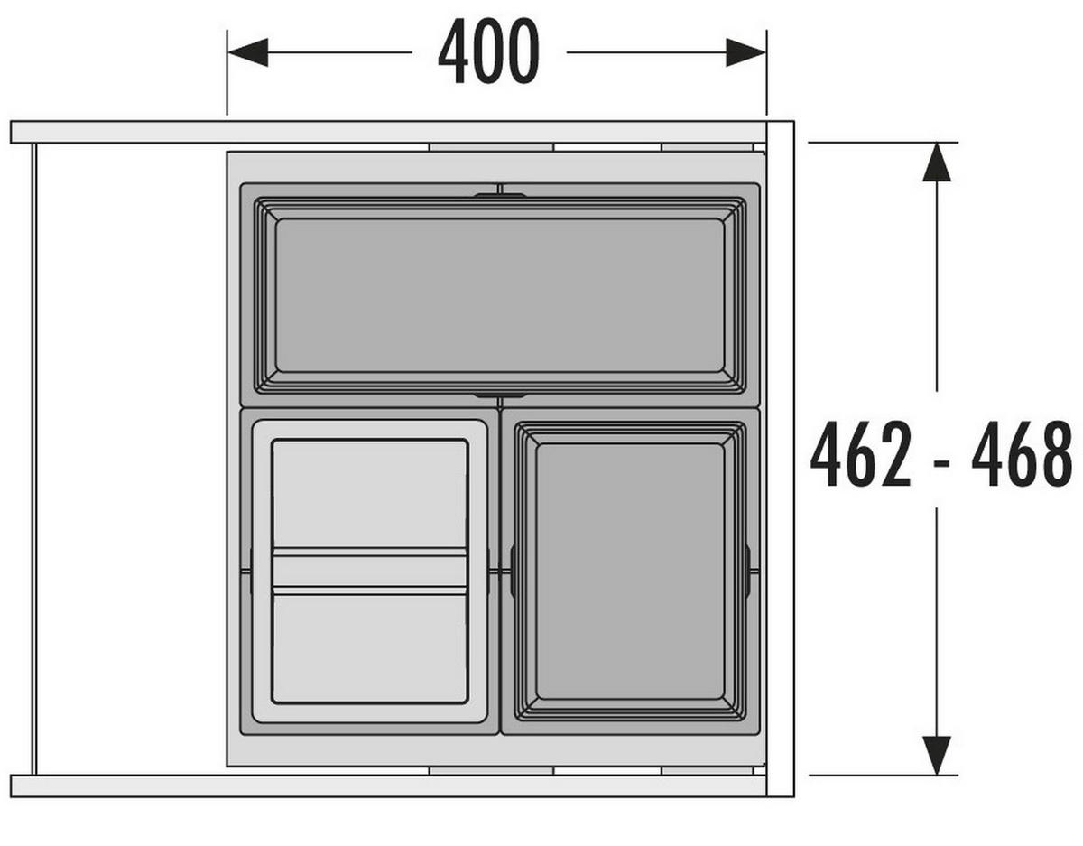 EINBAUMÜLLEIMER Hailo Cargo Küche Schrank 50cm Frontauszug selbstschließend - Grau, Kunststoff (46.8/42.4/40.5cm) - Hailo