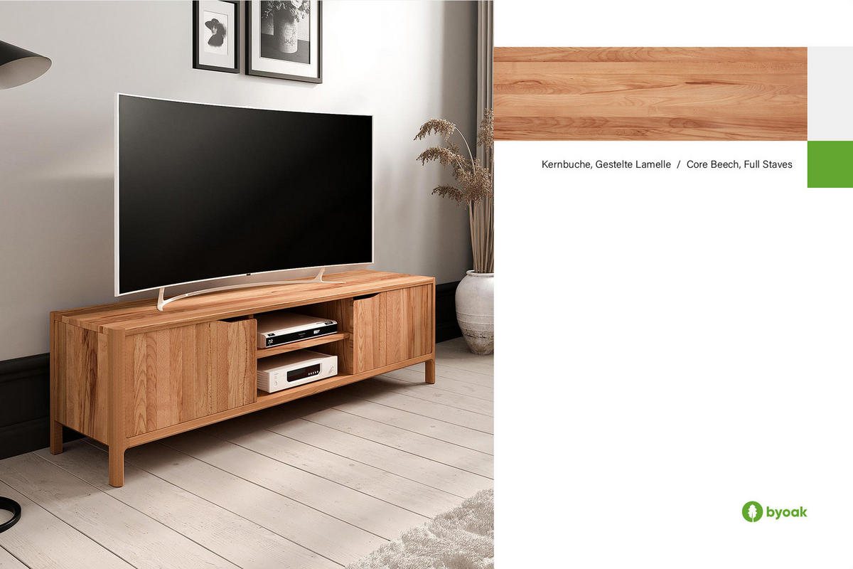 TV-SCHRANK PAUL Kernbuche - Kernbuche, Holz (160/48/50cm) - byoak