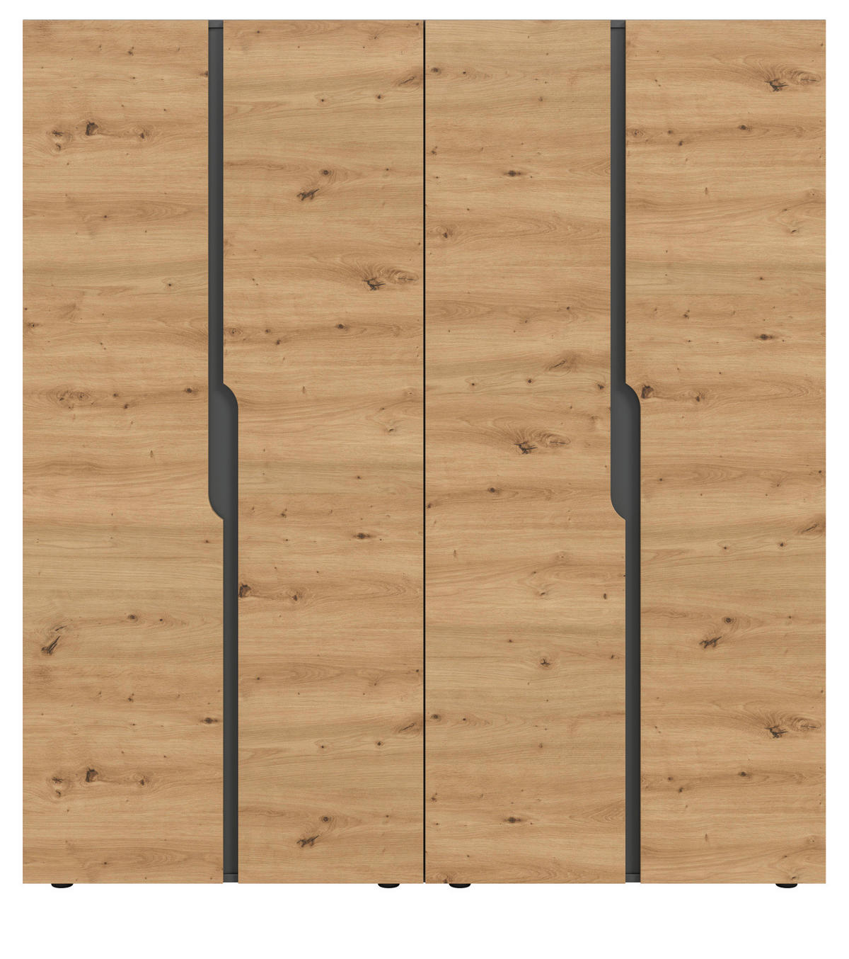 KLEIDERSCHRANK Eiche Artisan, grau 162 x 176 cm, Drehtürenschrank 4-türig - Schwarz/Eiche Artisan, Holzwerkstoff/Kunststoff (162/176/51cm) - Inn.Furn