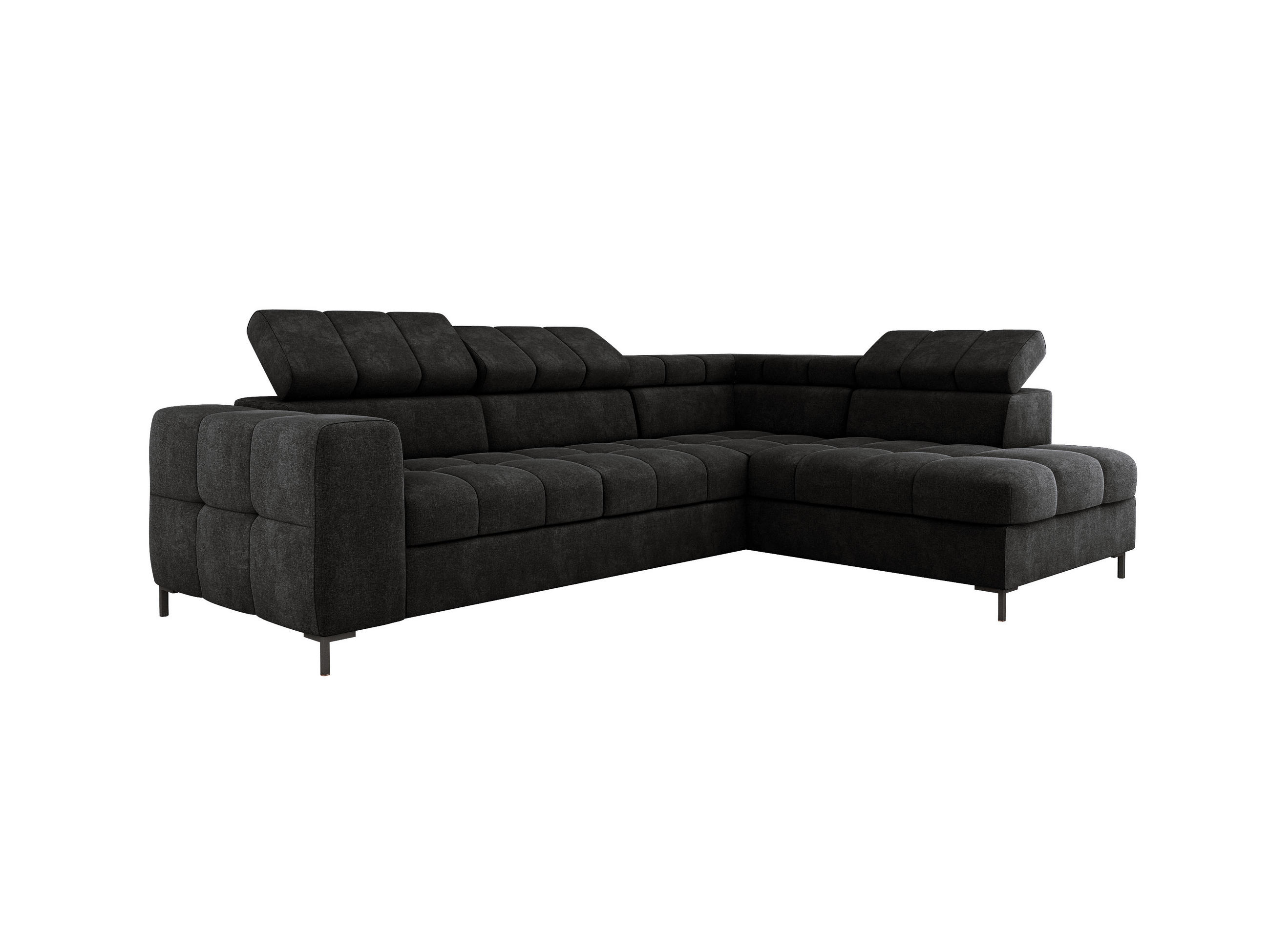 ECKSOFA PABLOS 279x201cm, Schlaffunktion, Stauraum, schwarz, links - Dunkelgrau, Holz/Textil (279/201cm) - DomoHome