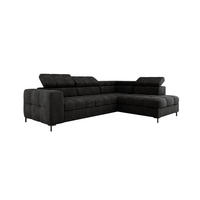 ECKSOFA PABLOS 279x201cm, Schlaffunktion, Stauraum, schwarz, links - Dunkelgrau, Holz/Textil (279/201cm) - DomoHome