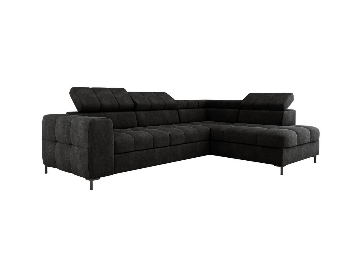 ECKSOFA PABLOS 279x201cm, Schlaffunktion, Stauraum, schwarz, links - Dunkelgrau, Holz/Textil (279/201cm) - DomoHome