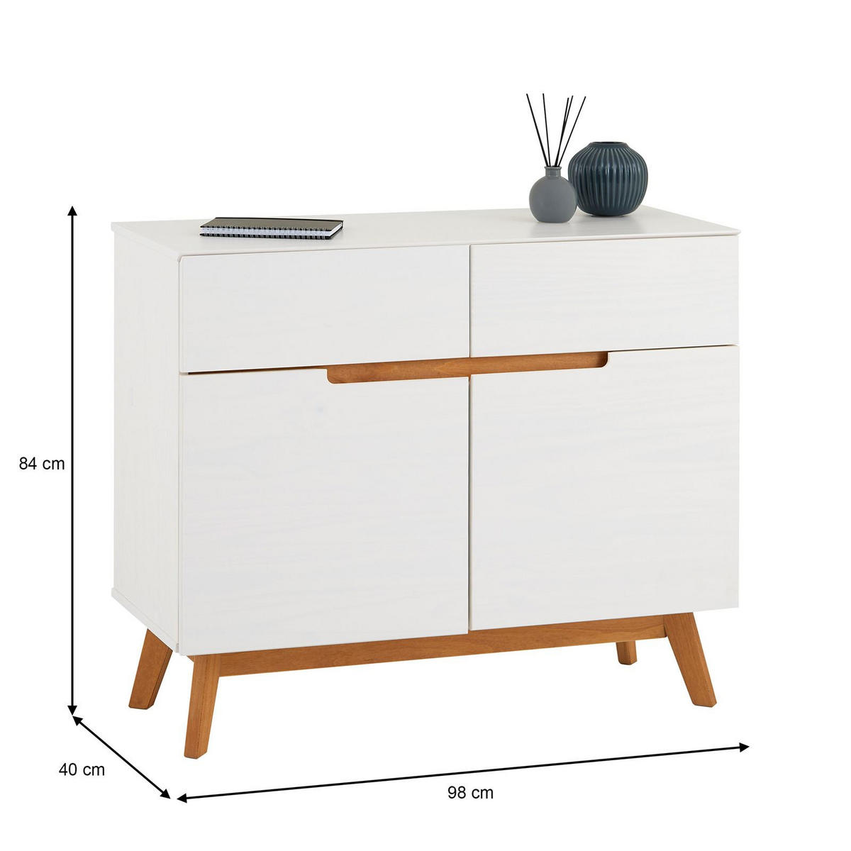 KOMMODE TIBOR - Weiß, Holz (98/84/40cm) - IDIMEX