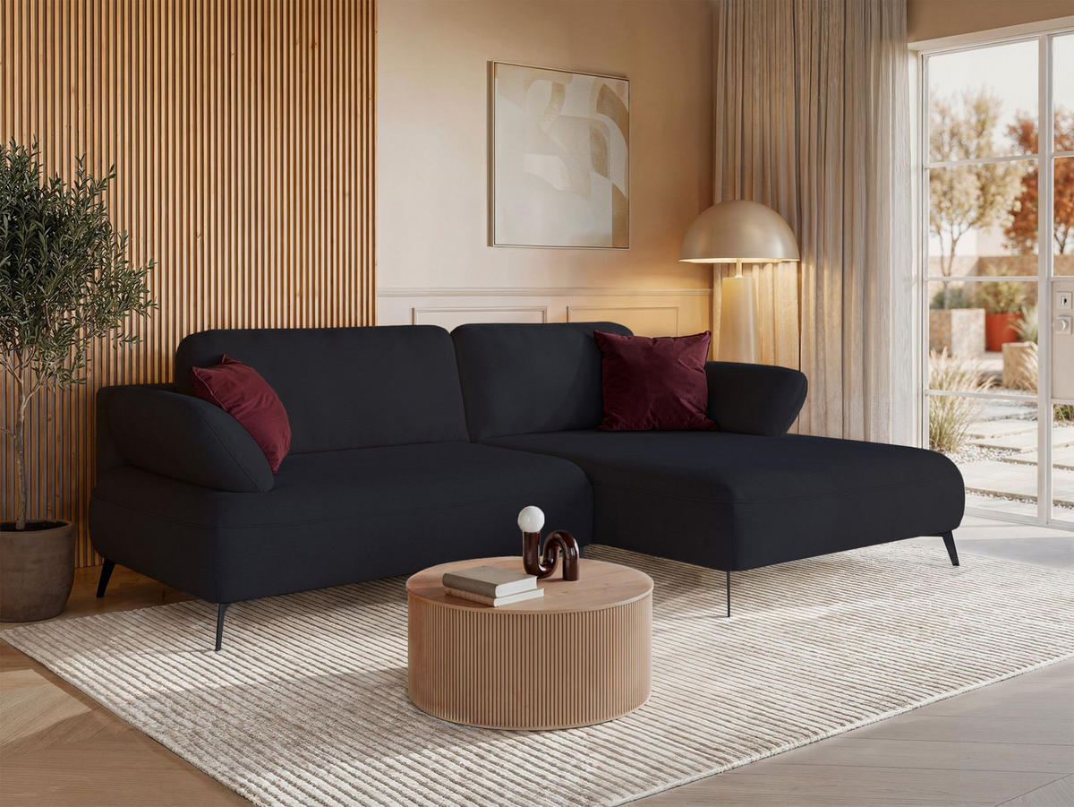 ECKSOFA Avolla Anthrazit rechts - Schwarz, Textil/Metall (186/284cm) - Selsey