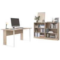 BÜROMÖBEL Set Eiche, weiß, Schreibtischkombination mit Schreibtisch und 2x Regal - Eichefarben/Weiß, Holzwerkstoff/Metall (80/150/73cm) - Parisot Meuble