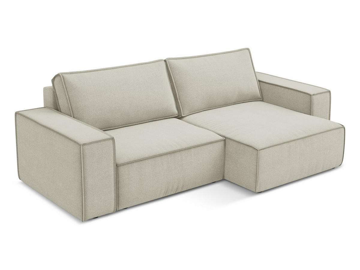 ECKSOFA mit Schlaffunktion Strukturstoff Stoff Beige - Beige/Creme, Kunststoff/Textil (257/148cm) - Makamii