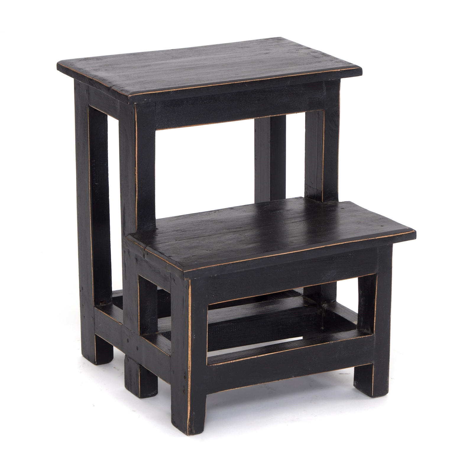 TRITTLEITER STEP Recyclingholz zweistufig 09 voodoo - schwarz - Schwarz, Holz (37/46/37cm) - DESIGN DELIGHTS