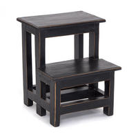 TRITTLEITER STEP Recyclingholz zweistufig 09 voodoo - schwarz - Schwarz, Holz (37/46/37cm) - DESIGN DELIGHTS