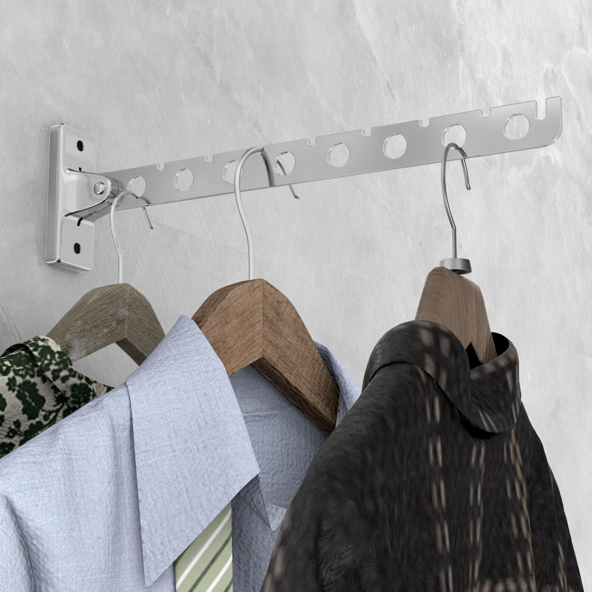 KLEIDERSTANGE Garderobenhaken 30cm Länge - Silberfarben, Metall (31cm) - Intirilife