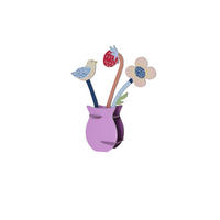 DEKOFIGUR Verspielte Blüte 4/14.5 cm - Multicolor, Wellpappe (4/14.5/13cm) - KUNSTLOFT